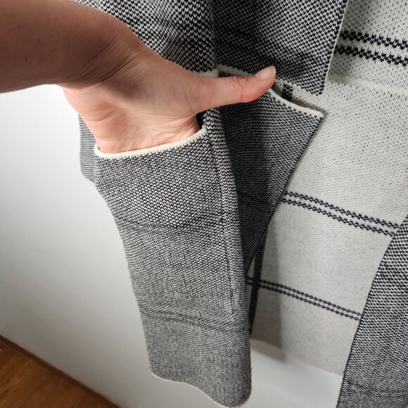 Soia & Kyo Benela Wool Blend Knit Long Cardigan Coat Duster Sz S  Grey plaid - Picture 10 of 10